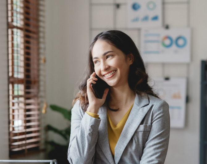 Businesswoman,, Talking On The Phone